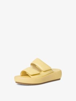 Tamaris Mule En Cuir - Jaune | Mules