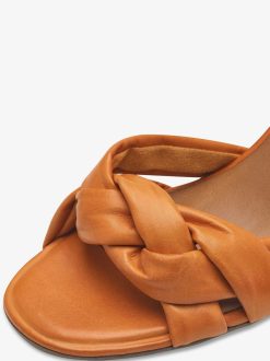 Tamaris Sandale A Talon En Cuir - Orange | Des Sandales