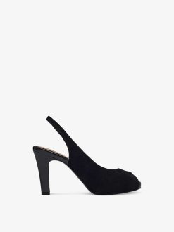 Tamaris Peeptoe En Cuir - Noir | Pompes