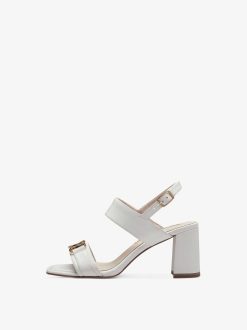 Tamaris Sandale A Talon En Cuir - Blanc | Des Sandales