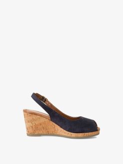 Tamaris Sandale A Talon En Cuir - Bleu | Des Sandales