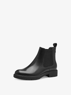 Tamaris Bottine Chelsea En Cuir - Noir | Bottines