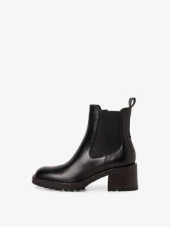 Tamaris Bottine Chelsea En Cuir - Noir | Bottines