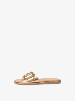 Tamaris Mule En Cuir - Or | Mules