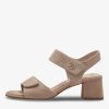 Tamaris Sandale A Talon En Cuir - Marron | Des Sandales