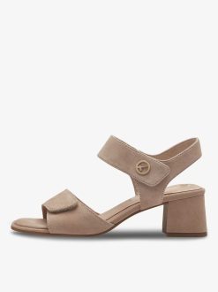 Tamaris Sandale A Talon En Cuir - Marron | Des Sandales