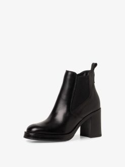 Tamaris Bottine Chelsea En Cuir - Noir | Bottines