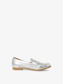 Tamaris Babouche En Cuir - Argent | Chaussures Basses Et Pantoufles