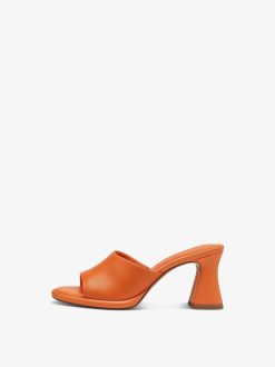 Tamaris Mule En Cuir - Orange | Mules