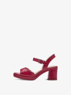 Tamaris Sandale A Talon En Cuir - Rose | Des Sandales