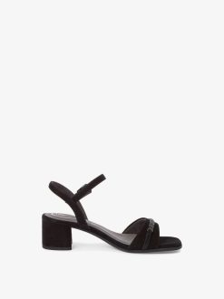 Tamaris Sandale A Talon En Cuir - Noir | Des Sandales