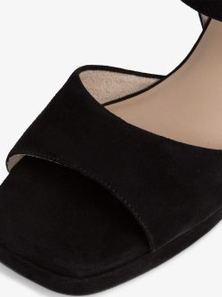 Tamaris Sandale A Talon En Cuir - Noir | Des Sandales