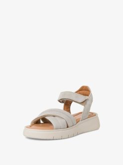 Tamaris Sandale A Talon En Cuir - Beige | Des Sandales