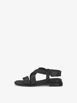 Tamaris Sandale A Talon En Cuir - Noir | Des Sandales