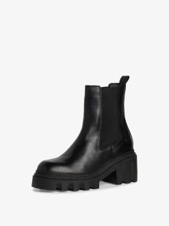 Tamaris Bottine Chelsea En Cuir - Noir | Bottines