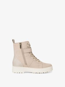 Tamaris Bottine En Cuir - Beige | Bottines