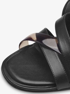 Tamaris Sandale A Talon En Cuir - Noir | Des Sandales