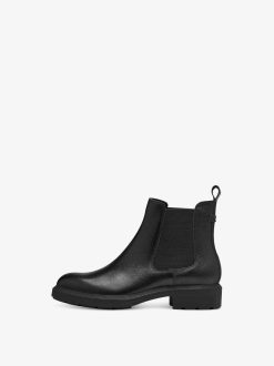 Tamaris Bottine Chelsea En Cuir - Noir | Bottines