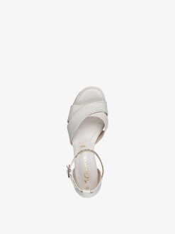 Tamaris Sandale A Talon En Cuir - Blanc | Des Sandales