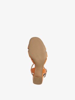 Tamaris Sandale A Talon En Cuir - Orange | Des Sandales