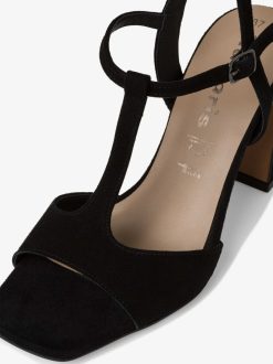 Tamaris Sandale A Talon En Cuir - Noir | Des Sandales