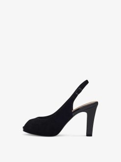 Tamaris Peeptoe En Cuir - Noir | Pompes