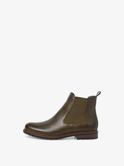 Tamaris Bottine Chelsea En Cuir - Vert | Bottines