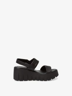 Tamaris Sandale A Talon En Cuir - Noir | Des Sandales