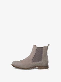 Tamaris Bottine Chelsea En Cuir - Beige | Bottines