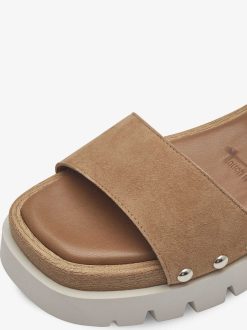 Tamaris Sandale A Talon En Cuir - Marron | Des Sandales