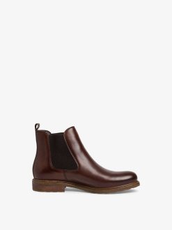 Tamaris Bottine Chelsea En Cuir - Marron | Bottines