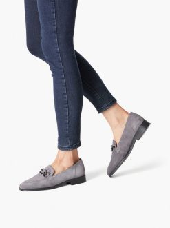 Tamaris Babouche En Cuir - Gris | Chaussures Basses Et Pantoufles