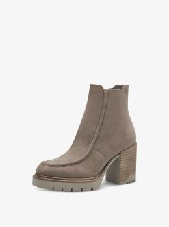 Tamaris Bottine En Cuir - Beige | Bottines