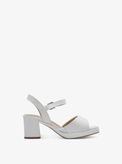 Tamaris Sandale A Talon En Cuir - Blanc | Des Sandales