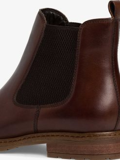 Tamaris Bottine Chelsea En Cuir - Marron | Bottines