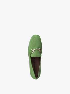 Tamaris Babouche En Cuir - Vert | Chaussures Basses Et Pantoufles