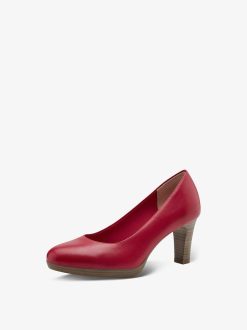 Tamaris Escarpins En Cuir - Rouge | Pompes