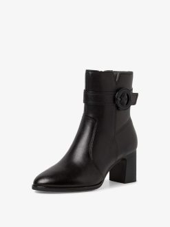 Tamaris Bottine En Cuir - Noir | Bottines