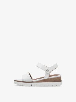 Tamaris Sandale A Talon En Cuir - Blanc | Des Sandales