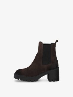 Tamaris Bottine Chelsea En Cuir - Marron | Bottines