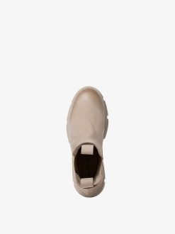 Tamaris Bottine Chelsea En Cuir - Beige | Bottines