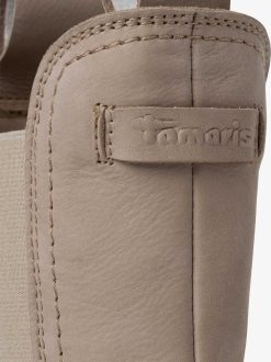 Tamaris Bottine Chelsea En Cuir - Beige | Bottines