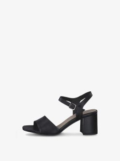 Tamaris Sandale A Talon En Cuir - Noir | Des Sandales