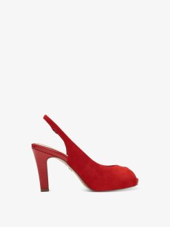 Tamaris Peeptoe En Cuir - Rouge | Pompes