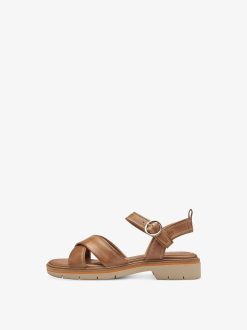 Tamaris Sandale En Cuir - Marron | Des Sandales