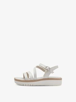 Tamaris Sandale A Talon En Cuir - Blanc | Des Sandales