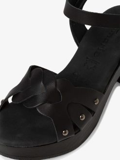 Tamaris Sandale A Talon En Cuir - Noir | Des Sandales