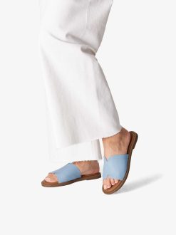 Tamaris Mule En Cuir - Bleu | Mules