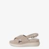 Tamaris Sandale A Talon En Cuir - Beige | Des Sandales