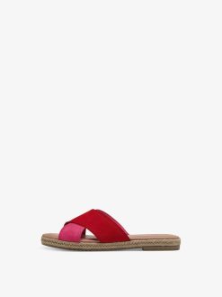 Tamaris Mule En Cuir - Rouge | Mules